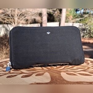 Bottega Veneta Black Nylon/Leather Zip Around Long Wallet